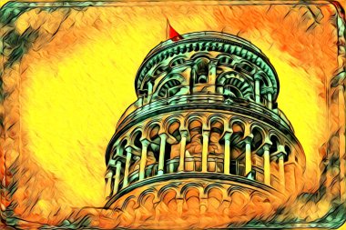 Pisa sanat eskizi çizimi eğlenceli tasarım antika eski sanat fotoğrafçılığı