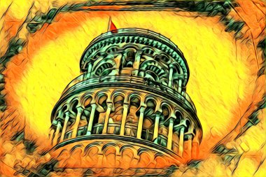 Pisa sanat eskizi çizimi eğlenceli tasarım antika eski sanat fotoğrafçılığı