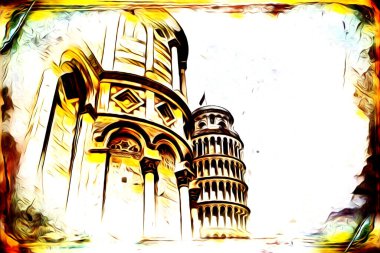 Pisa sanat eskizi çizimi eğlenceli tasarım antika eski sanat fotoğrafçılığı