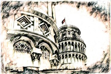 Pisa sanat eskizi çizimi eğlenceli tasarım antika eski sanat fotoğrafçılığı