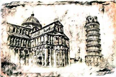 Pisa sanat eskizi çizimi eğlenceli tasarım antika eski sanat fotoğrafçılığı