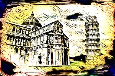 Pisa sanat eskizi çizimi eğlenceli tasarım antika eski sanat fotoğrafçılığı