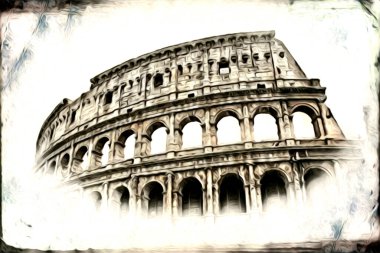 Büyük antika Colosseum sanat fotoğrafçılığı çizimi retro