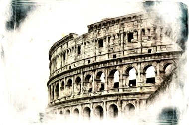 Büyük antika Colosseum sanat fotoğrafçılığı çizimi retro