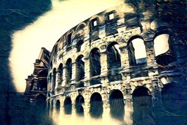 Büyük antika Colosseum sanat fotoğrafçılığı çizimi retro