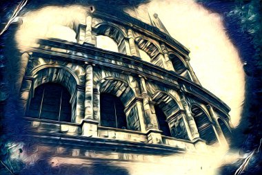 Büyük antika Colosseum sanat fotoğrafçılığı çizimi retro