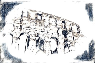 Büyük antika Colosseum sanat fotoğrafçılığı çizimi retro