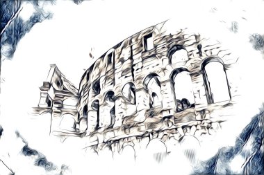 Büyük antika Colosseum sanat fotoğrafçılığı çizimi retro