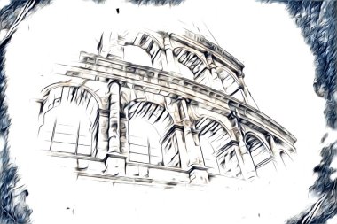 Büyük antika Colosseum sanat fotoğrafçılığı çizimi retro