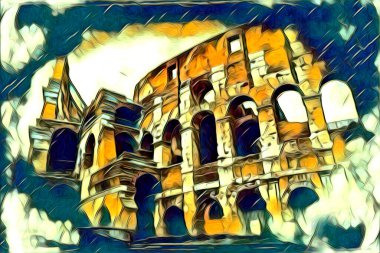 Büyük antika Colosseum sanat fotoğrafçılığı çizimi retro