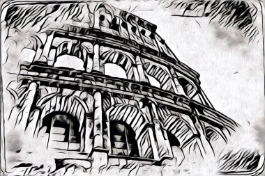 Büyük antika Colosseum sanat fotoğrafçılığı çizimi retro