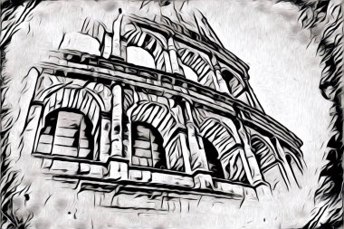 Büyük antika Colosseum sanat fotoğrafçılığı çizimi retro