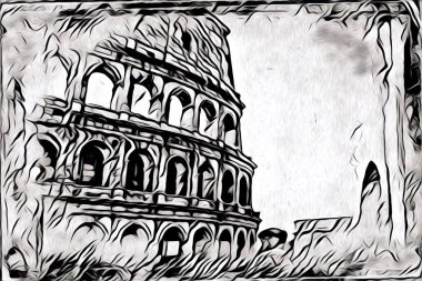 Büyük antika Colosseum sanat fotoğrafçılığı çizimi retro