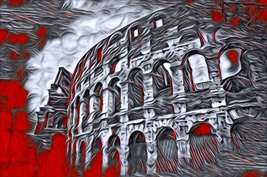 Büyük antika Colosseum sanat fotoğrafçılığı çizimi retro
