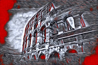 Büyük antika Colosseum sanat fotoğrafçılığı çizimi retro