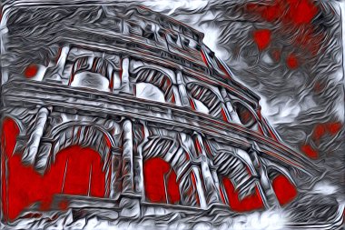 Büyük antika Colosseum sanat fotoğrafçılığı çizimi retro