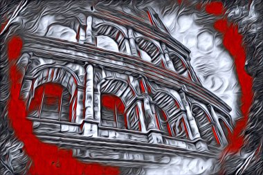 Büyük antika Colosseum sanat fotoğrafçılığı çizimi retro