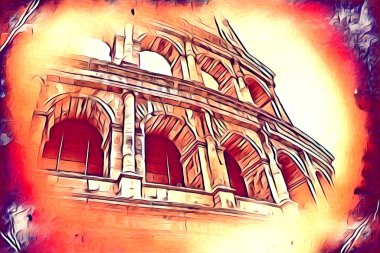 Büyük antika Colosseum sanat fotoğrafçılığı çizimi retro