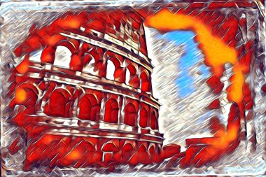 Büyük antika Colosseum sanat fotoğrafçılığı çizimi retro