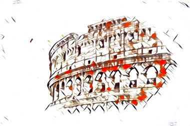 Büyük antika Colosseum sanat fotoğrafçılığı çizimi retro