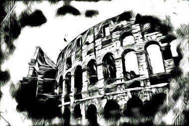 Büyük antika Colosseum sanat fotoğrafçılığı çizimi retro