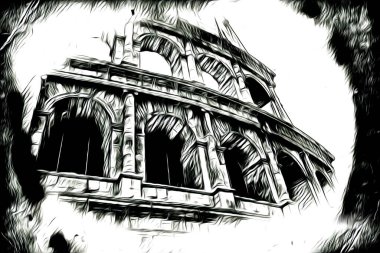 Büyük antika Colosseum sanat fotoğrafçılığı çizimi retro