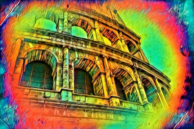 Büyük antika Colosseum sanat fotoğrafçılığı çizimi retro