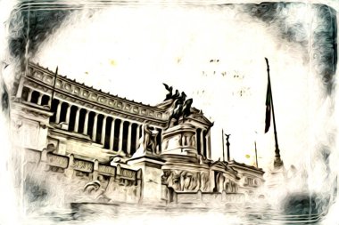 Roma İtalya sanatı eskiz çizimi eğlenceli tasarım antika retro