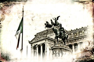 Roma İtalya sanatı eskiz çizimi eğlenceli tasarım antika retro