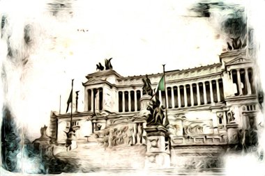 Roma İtalya sanatı eskiz çizimi eğlenceli tasarım antika retro