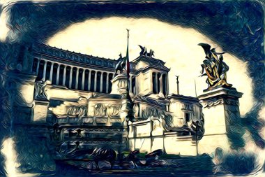 Roma İtalya sanatı eskiz çizimi eğlenceli tasarım antika retro