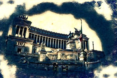 Roma İtalya sanatı eskiz çizimi eğlenceli tasarım antika retro