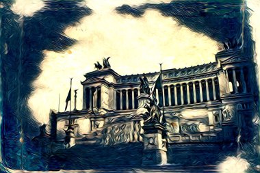 Roma İtalya sanatı eskiz çizimi eğlenceli tasarım antika retro