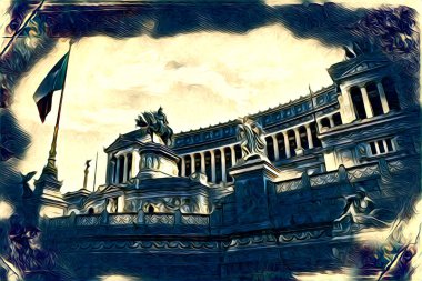 Roma İtalya sanatı eskiz çizimi eğlenceli tasarım antika retro