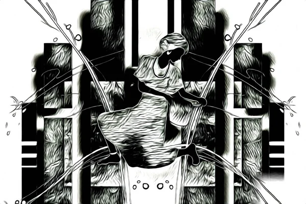 Afrikalı etnik retro vintage çizim çizimi