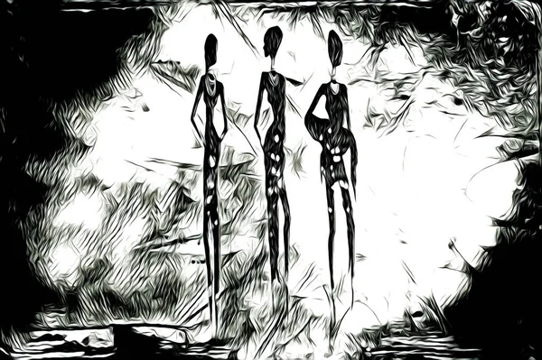 Afrikalı etnik retro vintage çizim çizimi