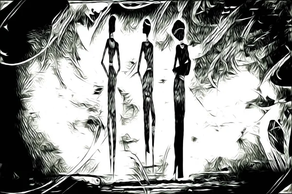 Afrikalı etnik retro vintage çizim çizimi