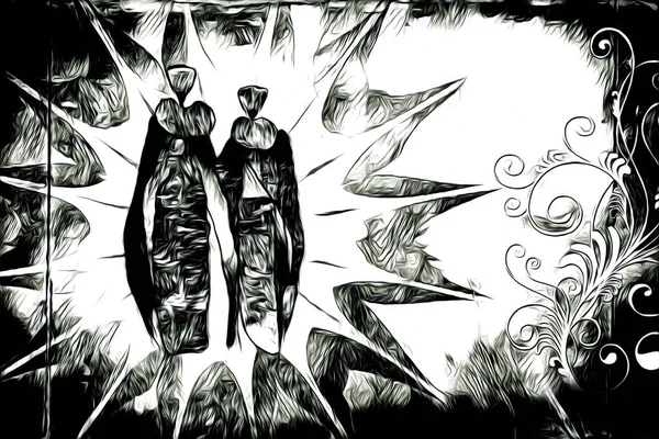 Afrikalı etnik retro vintage çizim çizimi