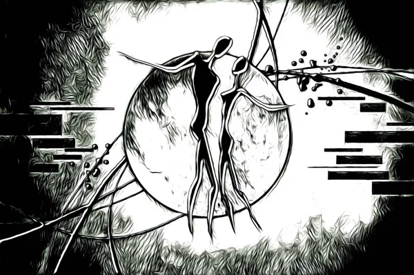 Afrikalı etnik retro vintage çizim çizimi