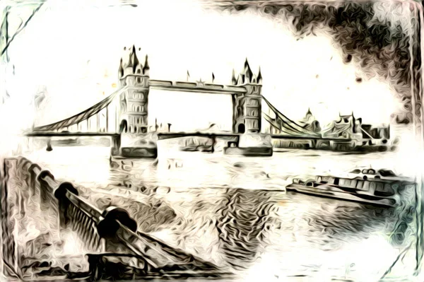 Londres Arte Desenho Esboço Ilustração Diversão Design Vintage Retro — Fotografia de Stock