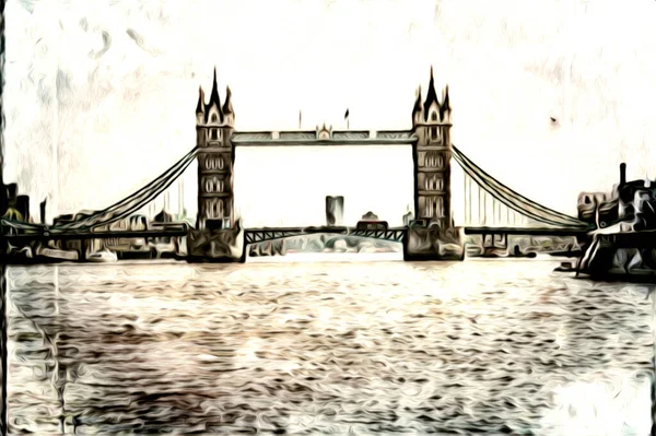 Londra Arte Disegno Schizzo Illustrazione Divertimento Design Vintage Retro — Foto Stock