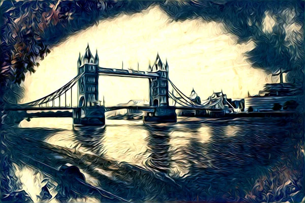 Londen Kunst Tekening Schets Illustratie Leuk Ontwerp Vintage Retro — Stockfoto