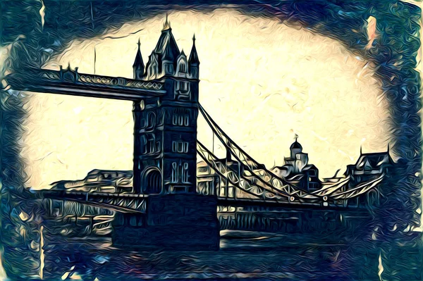 Londen Kunst Tekening Schets Illustratie Leuk Ontwerp Vintage Retro — Stockfoto