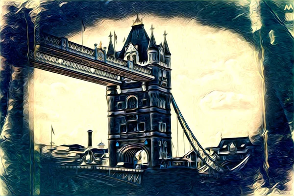 Londra Arte Disegno Schizzo Illustrazione Divertimento Design Vintage Retro — Foto Stock