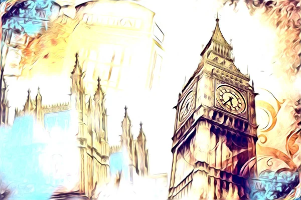 Londra sanat tasarımı çizimi çizimi eğlenceli tasarım antika retro