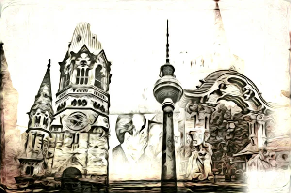 Berlin sanat eskizi çizimi eğlenceli tasarım antika retro