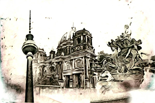 Berlin sanat eskizi çizimi eğlenceli tasarım antika retro