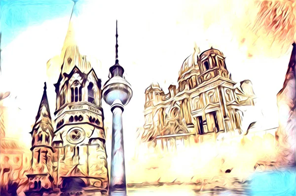 Berlin sanat eskizi çizimi eğlenceli tasarım antika retro