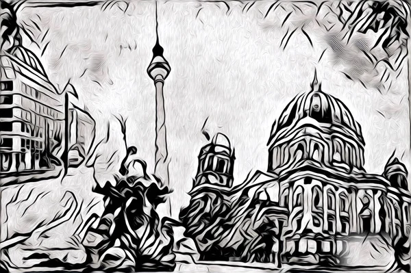 Berlin sanat eskizi çizimi eğlenceli tasarım antika retro