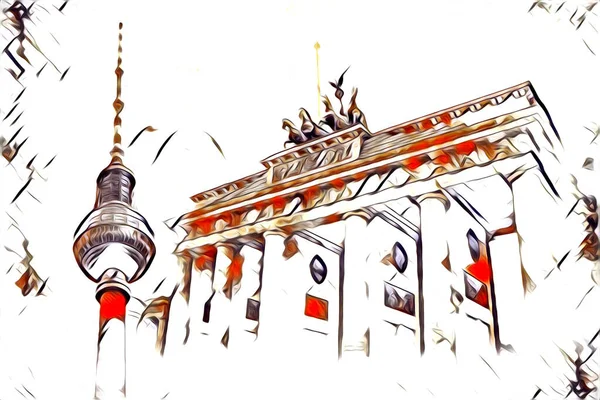 Berlin Sanat Eskizi Çizimi Eğlenceli Tasarım Antika Retro — Stok fotoğraf